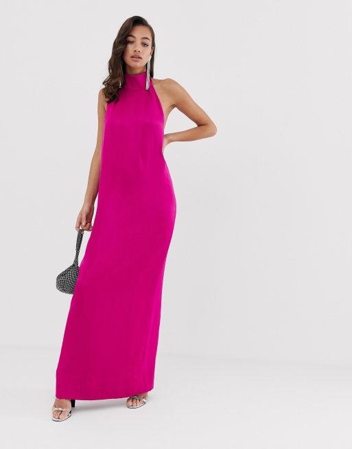 articulo Disponible Influencia Vestido largo de satén de corte columna con cuello halter de ASOS EDITION |  ASOS