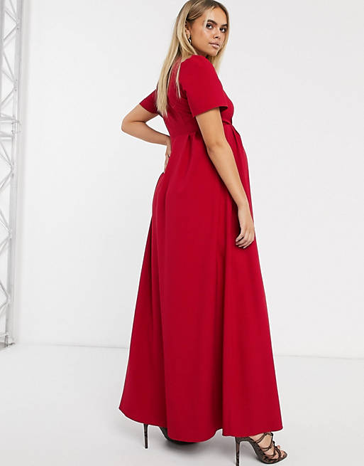 Limo Tormento clásico Vestido largo de tarde con botones en rojo de ASOS DESIGN Maternity | ASOS