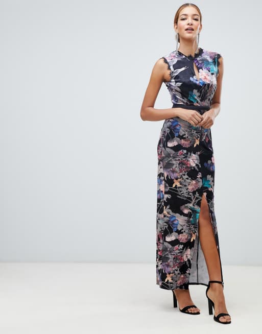 Vestido terciopelo flores shop