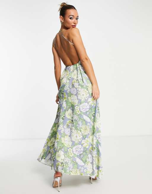 Vestido largo de tirantes con estampado floral de satén de ASOS EDITION, 2 de 4