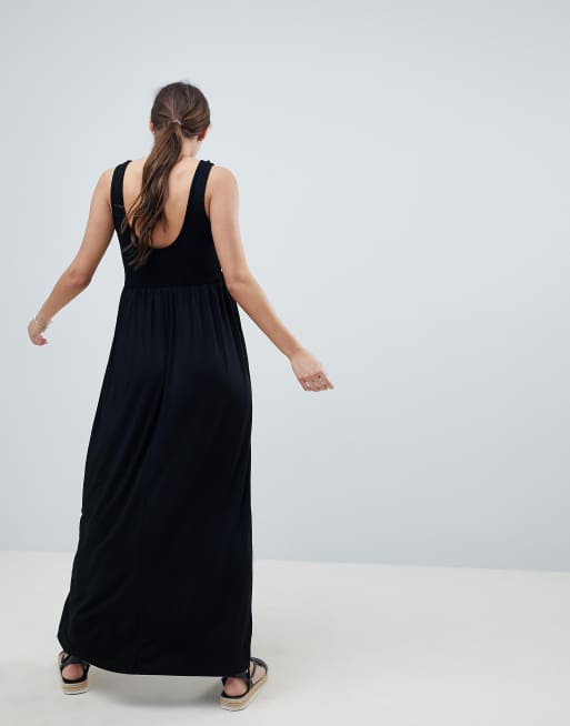 Vestido largo de tirantes en mezcla de tejidos de ASOS DESIGN Maternity, 2 de 4