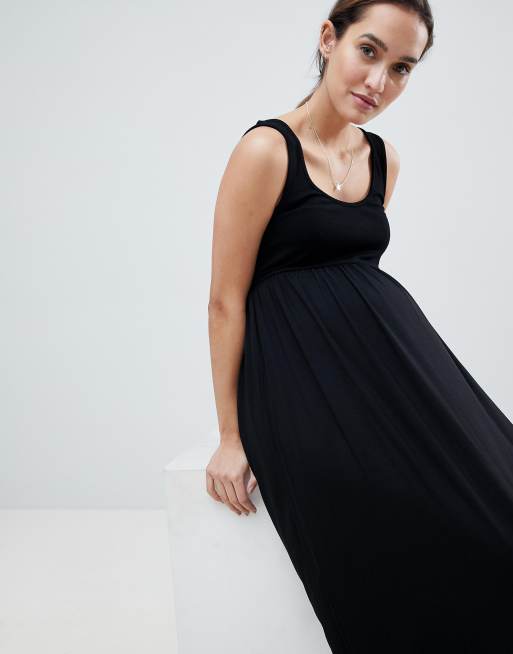 Vestido largo de tirantes en mezcla de tejidos de ASOS DESIGN Maternity, 3 de 4