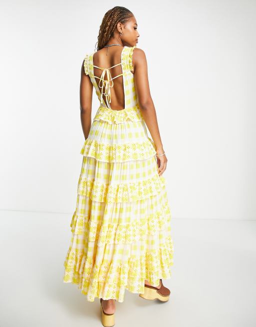 Vestido cuadros vichy amarillo top