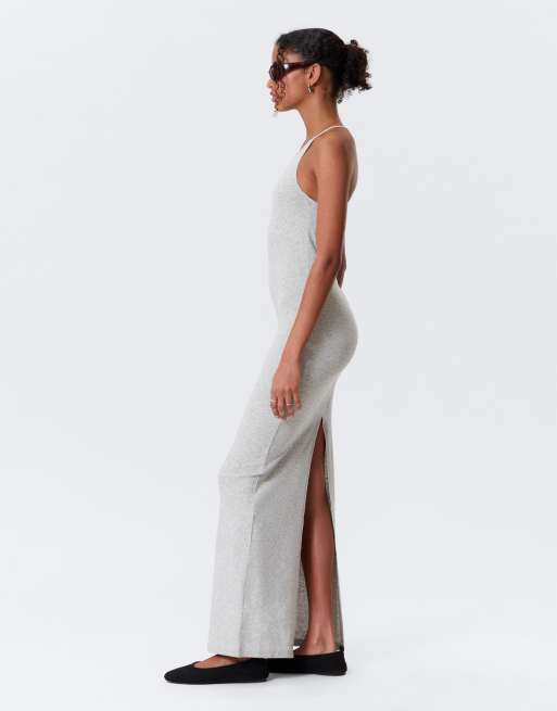 Vestido largo gris melange con espalda de nadadora de Weekday, 4 de 4