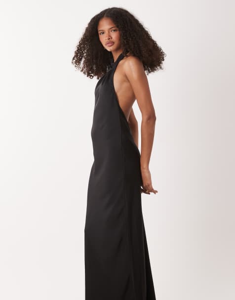 Vestido largo gris oscuro con cuello halter de satén de JDY - view 1