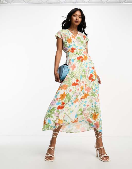 Vestido largo multicolor cruzado con estampado floral de & Other Stories