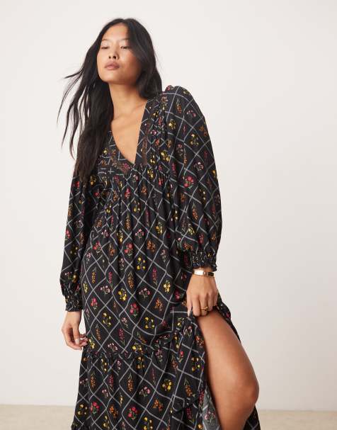 Vestido largo multicolor estampado con insertos de Miss Selfridge Petite - view 1