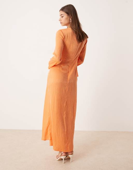 Vestido largo naranja mandarina escalonado con volantes de ASOS DESIGN, 2 de 4