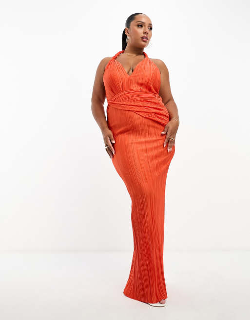 Vestido Halter Naranja Vestido Halter Vestido Zara Color Teja Color Block  Vestido Con
