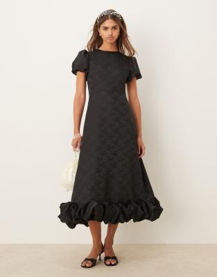 Vestido largo negro con bajo abombado y mangas abullonadas de Sister Jane - view 1