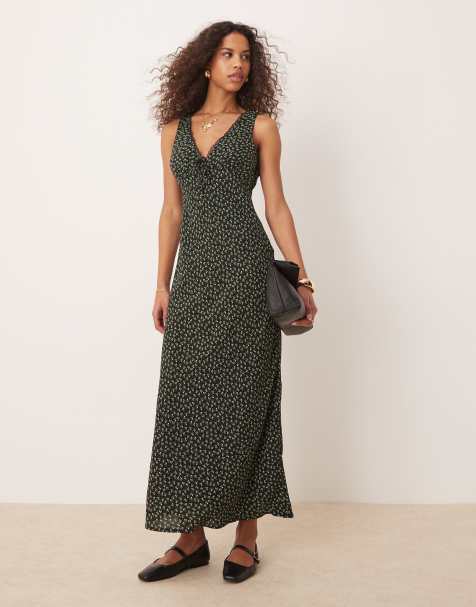 Vestido largo negro con estampado floral de Kiss The Sky - view 1