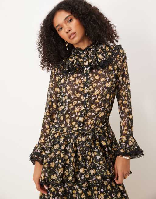 Vestido largo negro con estampado floral Windswept de Sister Jane , 4 de 4