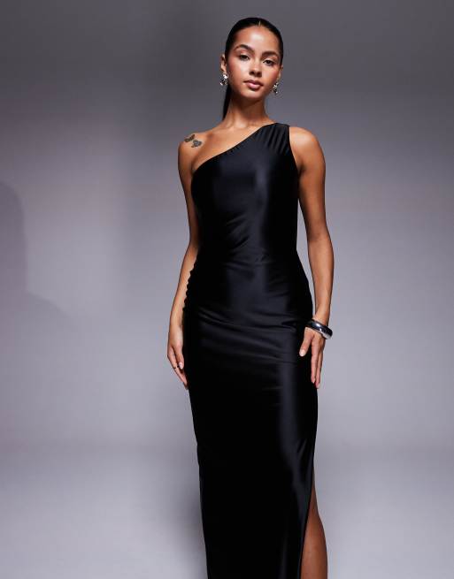 Vestido largo negro con fular al cuello Sheril de Oh Polly, 3 de 4