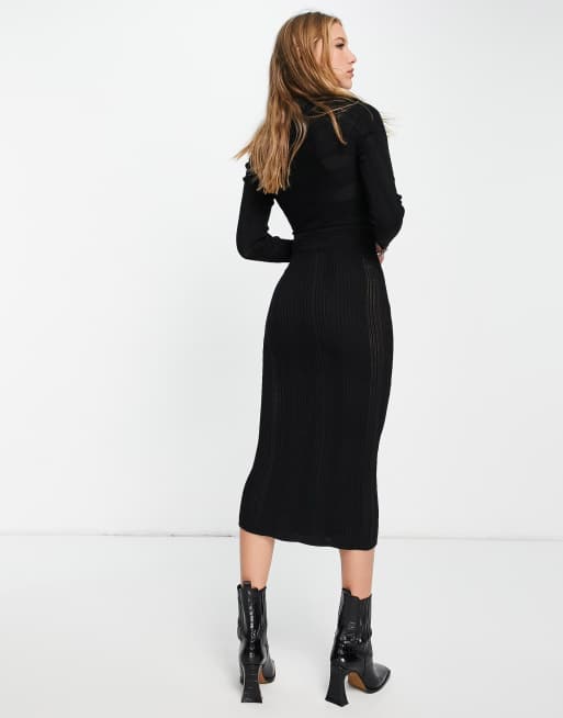 Vestido punto negro largo new arrivals