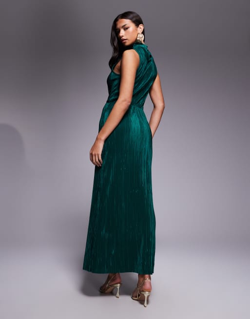 Vestido largo plisado de cuello alto de ASOS DESIGN, 2 de 4