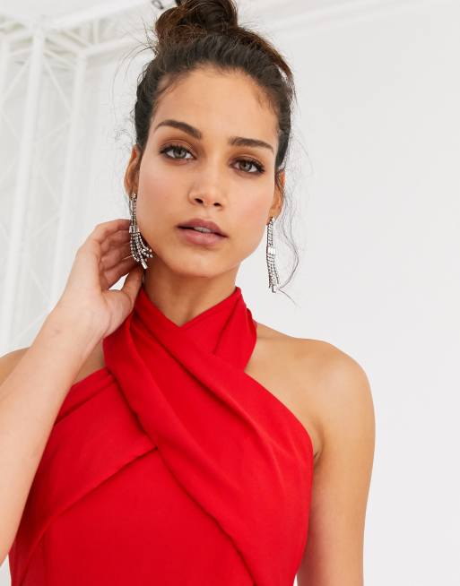 Vestido rojo cuello online halter