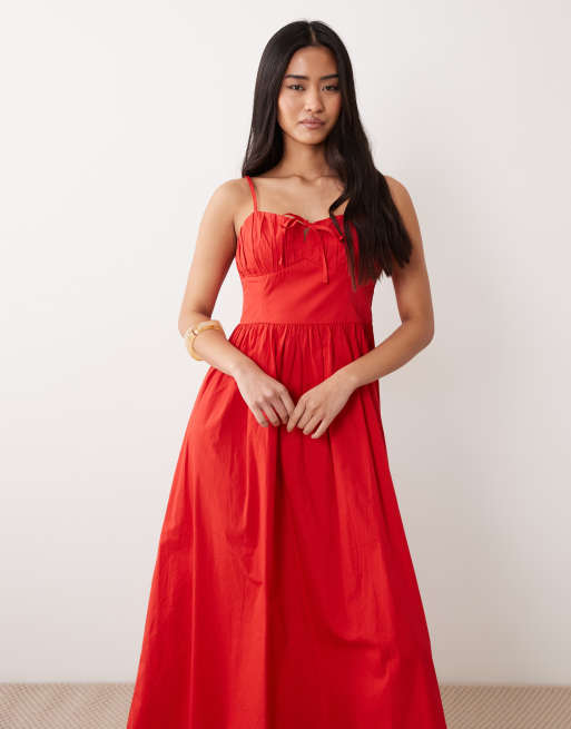 Vestido largo rojo con detalle de corsé de Miss Selfridge, 2 de 4