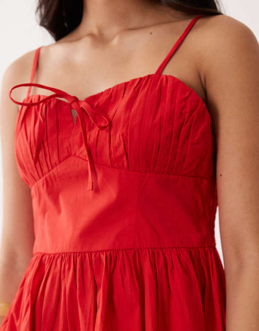 Vestido largo rojo con detalle de corsé de Miss Selfridge, 4 de 4