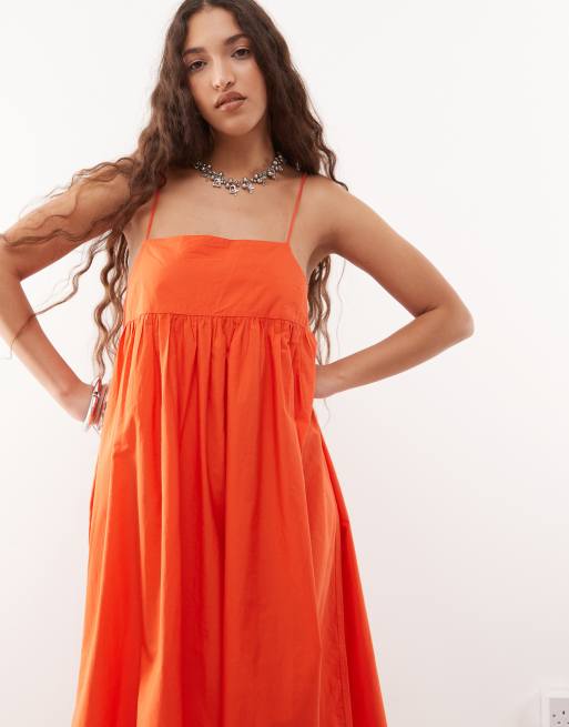 Vestido largo rojo de tirantes de tejido liso de COLLUSION, 4 de 4