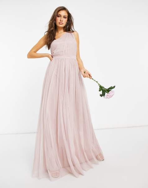 Vestidos de dama online de honor rosa pastel