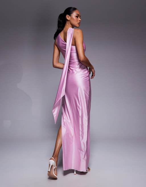 Vestido largo rosa pálido con fular al cuello Sheril de Oh Polly, 4 de 4