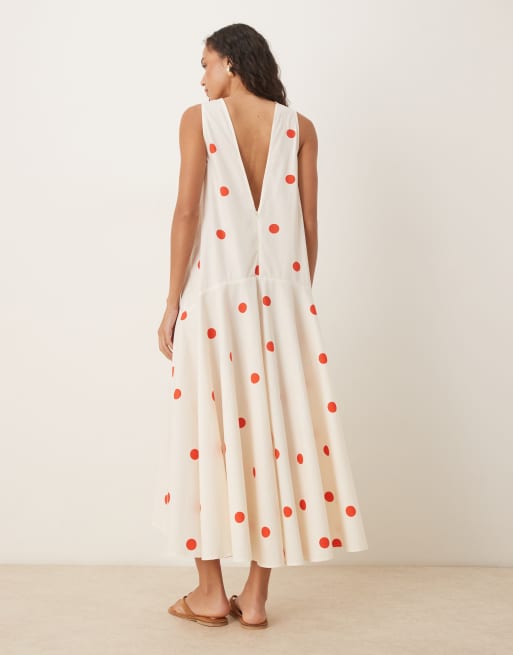 Vestido largo sin mangas con estampado de lunares y cintura baja de ASOS DESIGN, 4 de 4