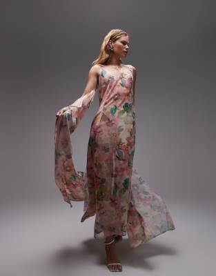 Vestido Largo Con Estampado Floral Y Volantes En El Bajo Para Mujer
