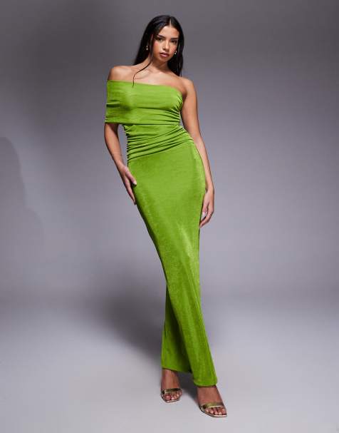 Vestido largo verde ajustado y ceñido con diseño multiposición de doble capa de Aria Cove - view 1