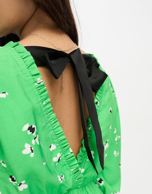 Vestido largo verde con estampado floral y lazada en la espalda de Y.A.S Petite, 2 de 4