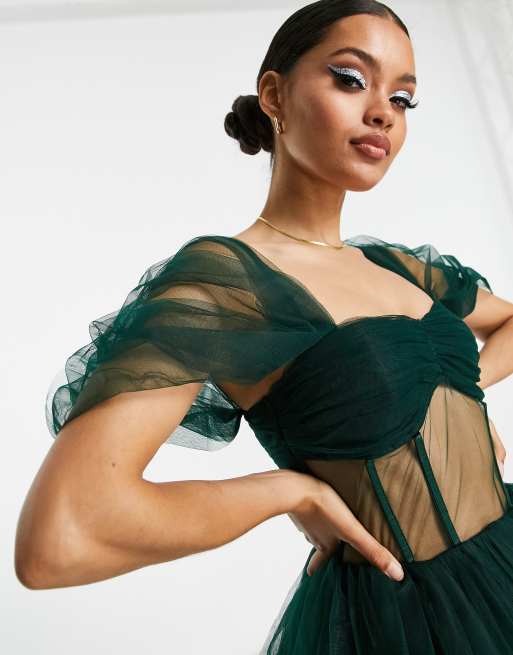 Vestido tul verde shop