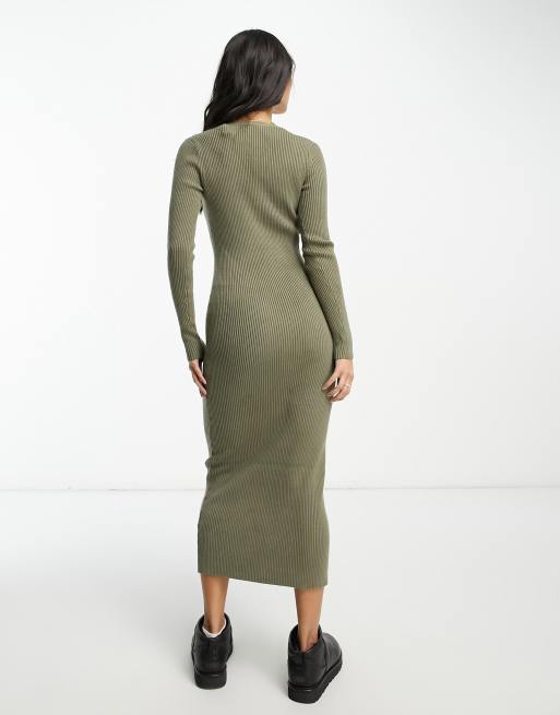 Vestido largo verde estilo jersey abotonado de Abercrombie & Fitch, 2 de 4