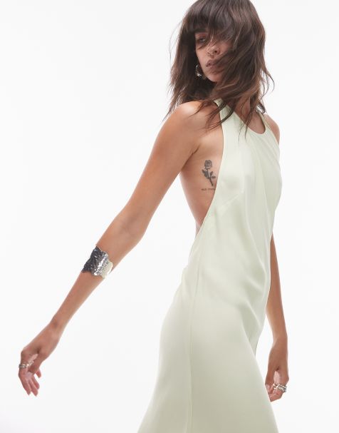 Vestido largo verde lima holgado con cuello halter de Topshop - view 1