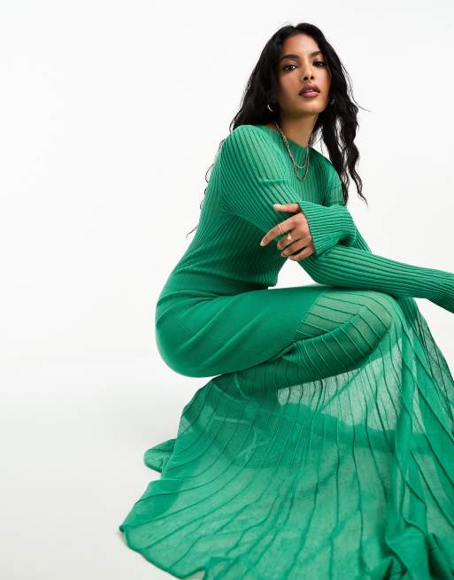 Vestido largo verde plisado de & Other Stories