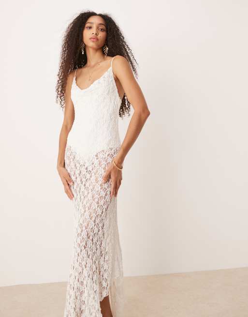 Novia Vestidos Encaje Mango Vestido Largo Vestido Guipur Mango - Main Image