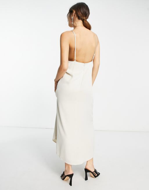 Vestido lencero midi color piedra de tirantes de ASOS EDITION, 2 de 4