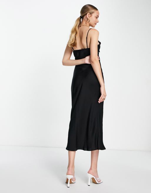 Vestido lencero midi negro con ribete de encaje de Topshop, 2 de 4