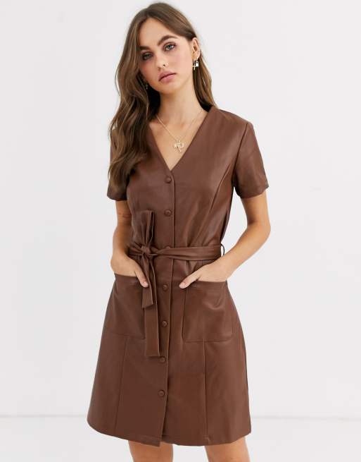 Vestido cuero online marron