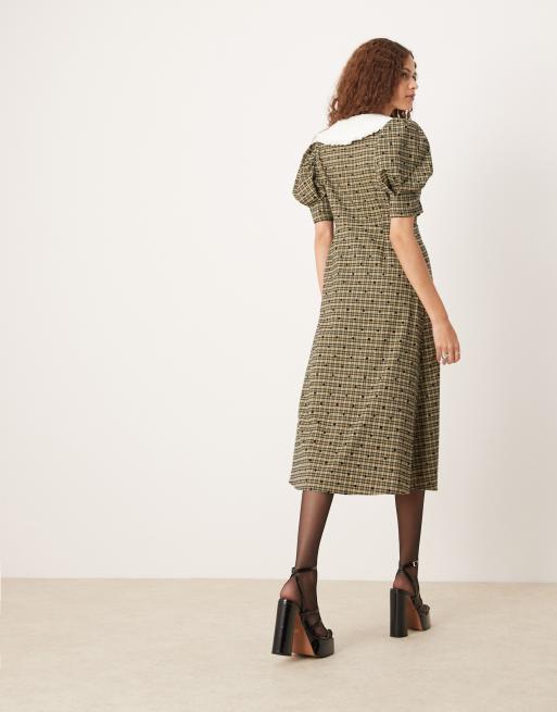 Vestido midi a cuadros con solapas en contraste de Sister Jane, 4 de 4