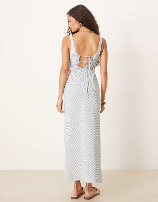 Vestido midi a cuadros verdes con escote cuadrado de ASOS DESIGN, 4 de 4