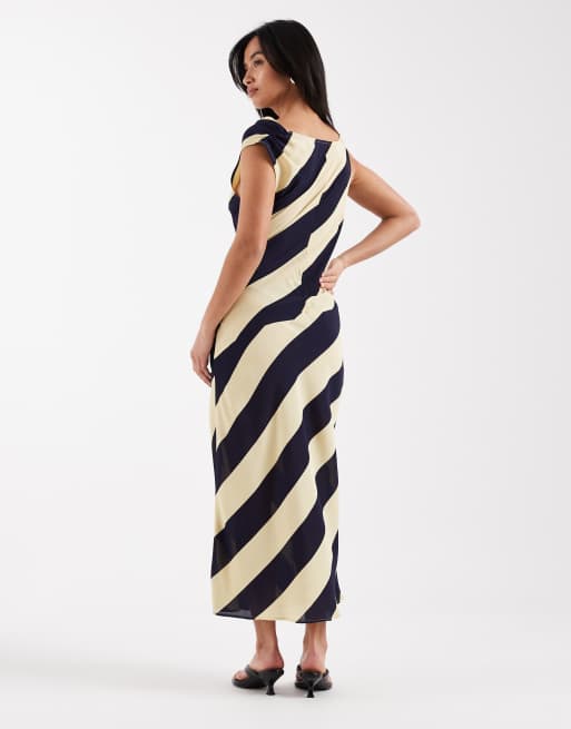 Vestido midi a rayas traslúcidas con cuello desbocado de ASOS DESIGN Petite, 2 de 4