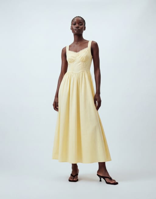 Vestido midi amarillo con cuello halter de bengalina de New Look, 8 de 11