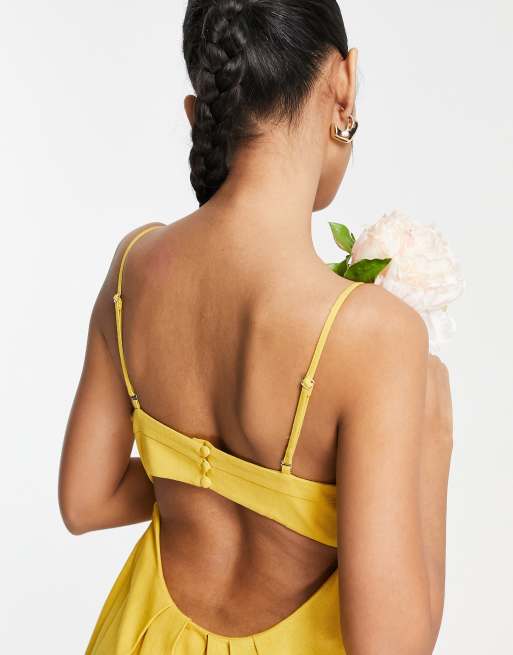 Vestido midi amarillo de tirantes con falda de corte amplio de ASOS EDITION, 3 de 4