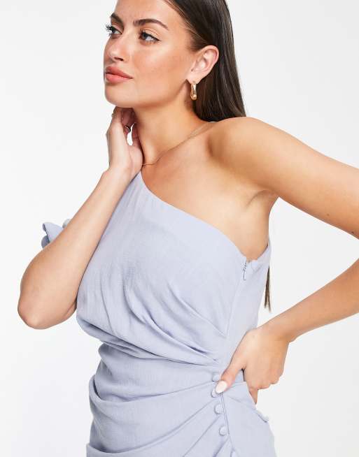 Vestido midi asimétrico con falda plisada de lino de ASOS DESIGN, 3 de 4