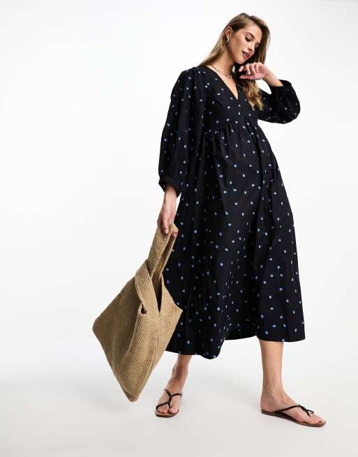 Vestido midi azul amplio con estampado Kaiko de In Wear