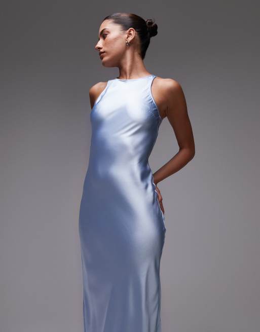 Vestido midi azul claro de corte al bies de satén de & Other Stories, 2 de 4
