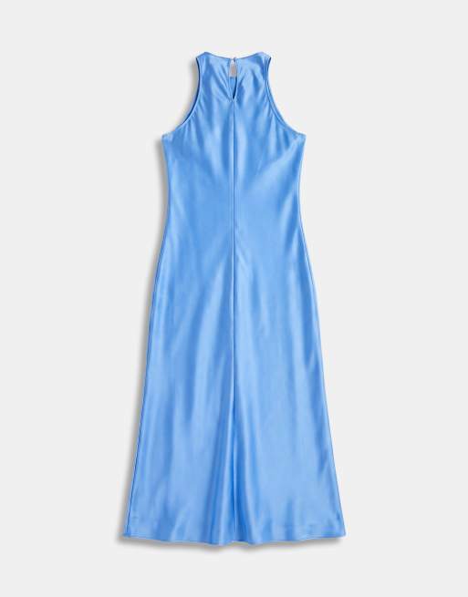 Vestido midi azul de corte al bies de satén de & Other Stories, 6 de 8