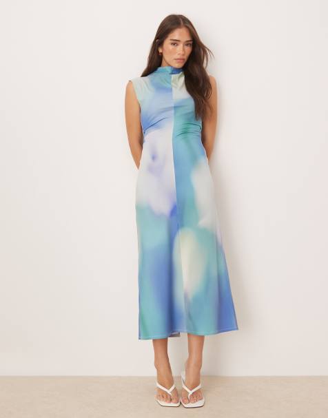 Vestido midi azul estampado de tejido suave de ASOS DESIGN - view 1
