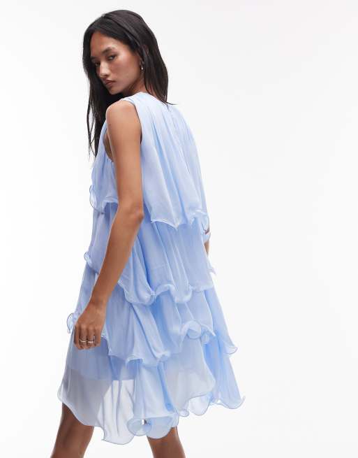 Vestido midi azul vaporoso de chifón de & Other Stories, 4 de 4