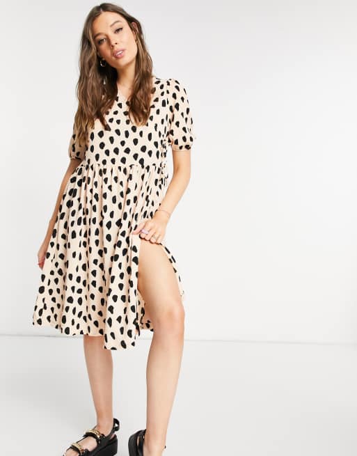 Vestido midi beige estampado Yoana de Monki - BEIGE