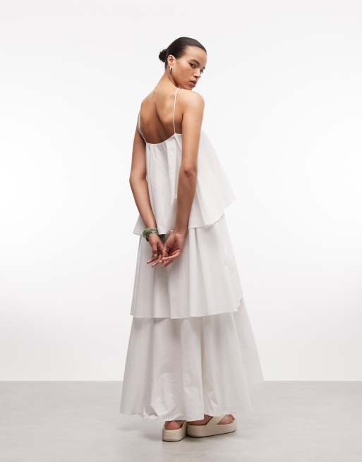 Vestido midi blanco a capas con cuello halter de ASOS DESIGN, 7 de 7